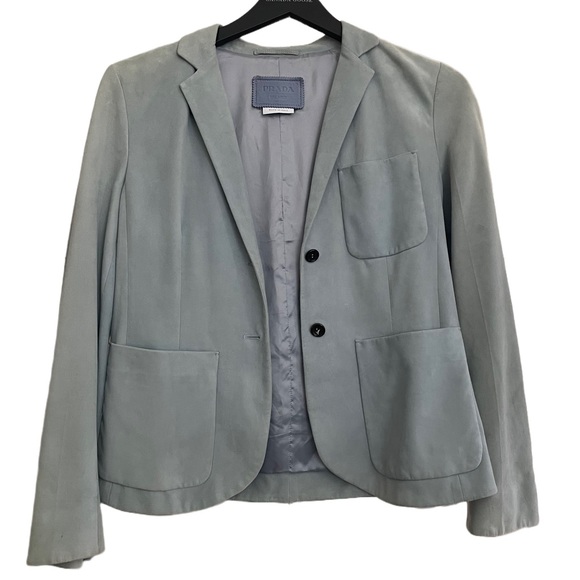 Prada Goat Leather Baby Blue Chore Jacket - Picture 1 of 7